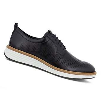 Men's Ecco St.1 Hybrid 5-eyelet Derby Dress Shoes Black | Canada 526UZG